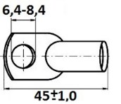 Схема габаритов наконечника медного 6,4х45