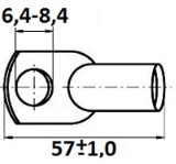 Схема габаритов наконечника медного 6,4х57
