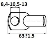Схема габаритов наконечника медного 8,4х63