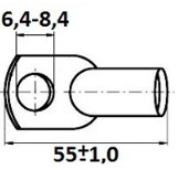 Схема габаритов наконечника медного 6,4х55