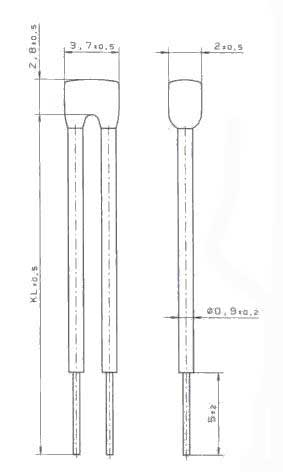 Рис.1. Габаритные размеры платинового датчика по тонкопленочной технологии PTC-1206 