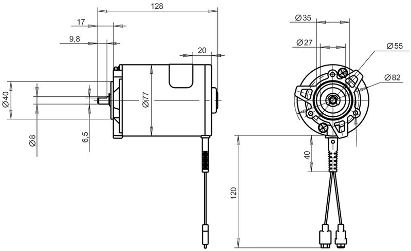 Схема габаритов двигателя ДПС 80-24